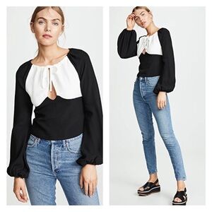 STAUD Astoria Top Split Tie Neck